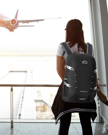 Foldable backpack for a plane