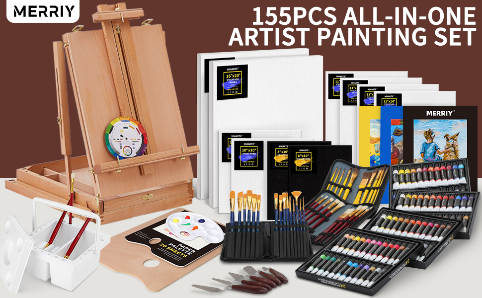 Overview picture of the 155PCS Artist Painting Set